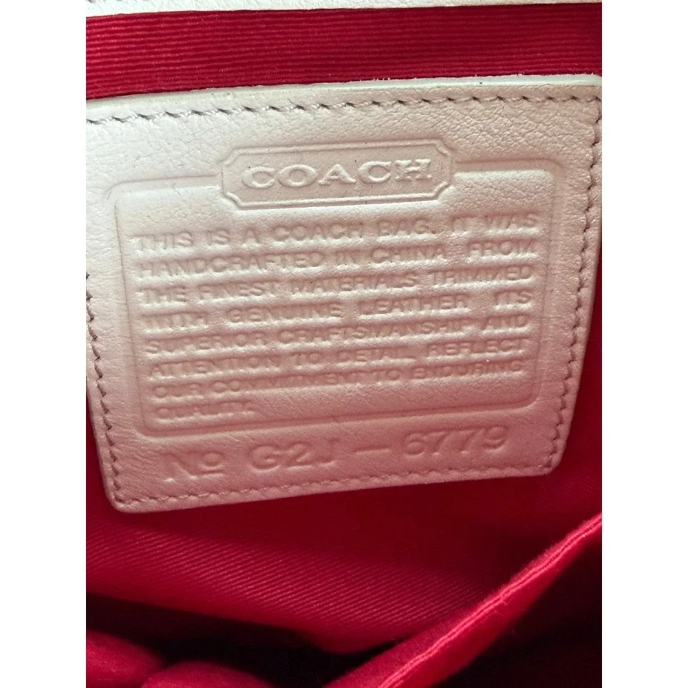 Coach Tote Bag Turquoise Canvas Black Leather CFDA Breast Cancer Charm - Picture 5 of 16